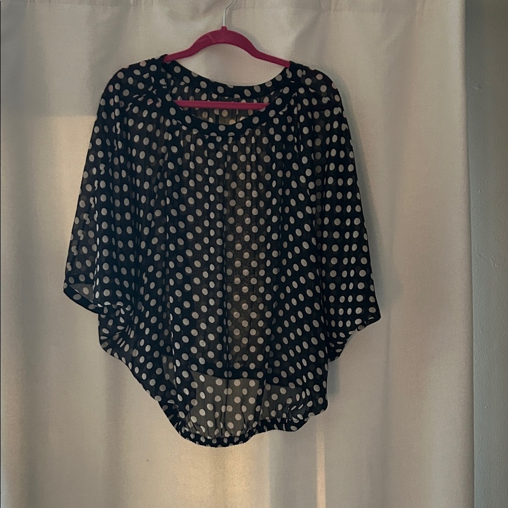 LIMITED Polka Dot Sheer Swing Blouse